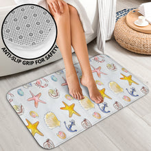 Load image into Gallery viewer, 3 Piece Bathroom Set - Beach Theme, Custom Beach Themed 3-Piece Bathroom Mat Set – Seashell, Starfish, Crab, and Anchor Design