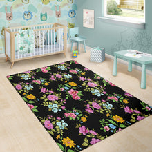 Load image into Gallery viewer, Area Rug - Flowers on Black
