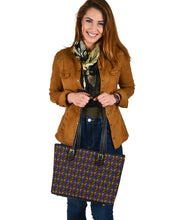 Load image into Gallery viewer, Small Leather Tote Bag - Blue and Brown Windmills