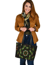 Load image into Gallery viewer, Leather Tote Bag Small Green and Brown Spiral