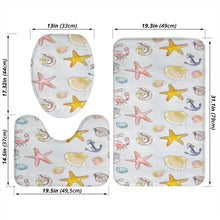 Load image into Gallery viewer, 3 Piece Bathroom Set - Beach Theme, Custom Beach Themed 3-Piece Bathroom Mat Set – Seashell, Starfish, Crab, and Anchor Design