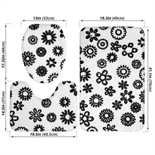 Load image into Gallery viewer, 3 Piece Black Flowers Bathroom Set