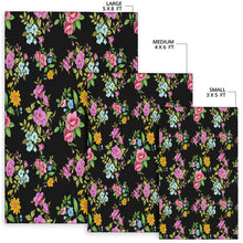 Load image into Gallery viewer, Area Rug - Flowers on Black