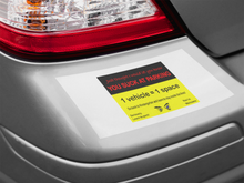 Load image into Gallery viewer, Bad Parking Awareness Sticker Sheet – 4 Funny & Direct Vinyl Stickers to Teach Parking Etiquette