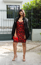Load image into Gallery viewer, Black Hibiscus Red Sublimation Dress
