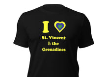 Load image into Gallery viewer, I Love St. Vincent and the Grenadines Unisex t-shirt Yellow Heart