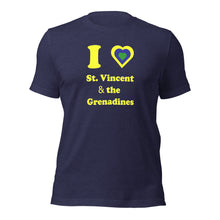 Load image into Gallery viewer, I Love St. Vincent and the Grenadines Unisex t-shirt Yellow Heart