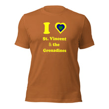 Load image into Gallery viewer, I Love St. Vincent and the Grenadines Unisex t-shirt Yellow Heart