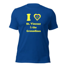 Load image into Gallery viewer, I Love St. Vincent and the Grenadines Unisex t-shirt Yellow Heart