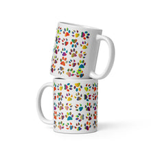 Load image into Gallery viewer, Colorful Paw Print Coffee Mug – 11oz Ceramic Cup for Dog & Cat Lovers | Microwave & Dishwasher Safe