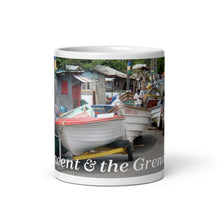 Load image into Gallery viewer, St. Vincent and the Grenadines Protecting Boats From A Storm in Bottom Town White glossy mug