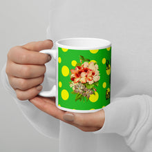 Load image into Gallery viewer, St. Vincent and the Grenadines White Glossy Mug  - Yellow Spotted Green Floral