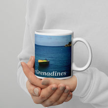 Load image into Gallery viewer, St. Vincent and the Grenadines Boats Bobbing on the Beach White glossy mug