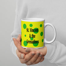 Load image into Gallery viewer, St. Vincent and the Grenadines Green Spotted White glossy mug