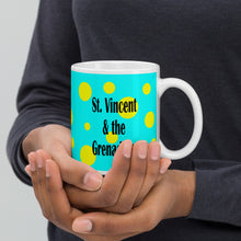 Load image into Gallery viewer, St. Vincent and the Grenadines Yellow Spotted on Light Blue White glossy mug