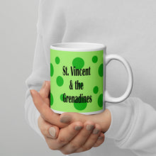 Load image into Gallery viewer, St. Vincent and the Grenadines Green Spots on Green White glossy mug