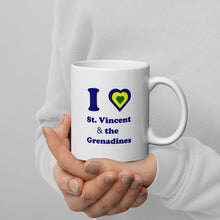 Load image into Gallery viewer, I Love St. Vincent and the Grenadines Blue Heart White glossy mug