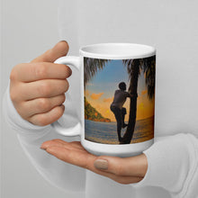 Load image into Gallery viewer, St. Vincent and the Grenadines Sunset Coconut Climber White glossy mug