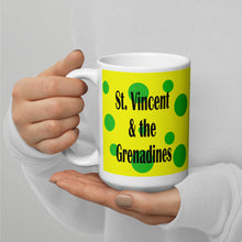 Load image into Gallery viewer, St. Vincent and the Grenadines Green Spotted White glossy mug