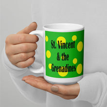 Load image into Gallery viewer, St. Vincent and the Grenadines Green Spots on Green White glossy mug