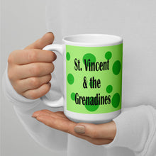 Load image into Gallery viewer, St. Vincent and the Grenadines Green Spots on Green White glossy mug