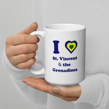 Load image into Gallery viewer, I Love St. Vincent and the Grenadines Blue Heart White glossy mug