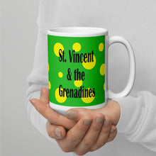 Load image into Gallery viewer, St. Vincent and the Grenadines Green Spots on Green White glossy mug