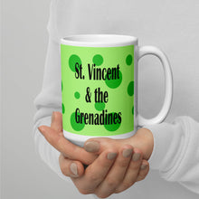 Load image into Gallery viewer, St. Vincent and the Grenadines Green Spots on Green White glossy mug