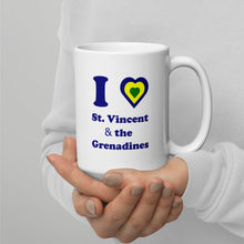 Load image into Gallery viewer, I Love St. Vincent and the Grenadines Blue Heart White glossy mug