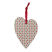 Load image into Gallery viewer, heart shaped wooden ornament decorated with red roses