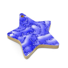 Load image into Gallery viewer, personalize wooden ornament with cloudy blue design