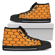Load image into Gallery viewer, black high top shoes with honeycomb design