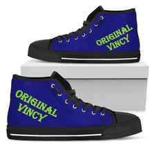 Load image into Gallery viewer, original vincy blue high top shoe with green lettering