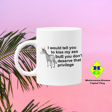 Load image into Gallery viewer, Kiss My Ass Sarcastic White glossy mug (Right hand)