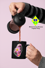 Load image into Gallery viewer, St. Vincent and the Grenadines 11oz Black Coffee Mug - Frangipani Flowers in SVG (L)
