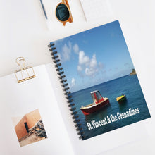 Load image into Gallery viewer, Two Bobbing Boats in Mayreau in St. Vincent and the Grenadines, Spiral Lined Notebook