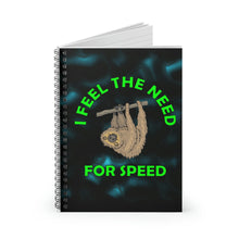 Load image into Gallery viewer, Sloth's Need For Speed, Spiral Lined Notebook (C)