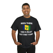 Load image into Gallery viewer, black unisex t-shirt with a st.vincent and the grenadines flag and the caption been there had a blast got this t-shirt