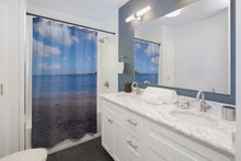 Load image into Gallery viewer, St. Vincent and the Grenadines Shower Curtains - Boats in the Distance at the Beach