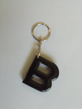 Load image into Gallery viewer, Volcanic Ash and Resin Letter Keyring (Solid Black)
