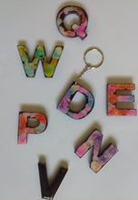 Load image into Gallery viewer, Volcanic Ash and Resin Letter Keychain (Alcohol Ink)