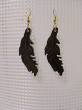 Load image into Gallery viewer, volcanic ash and epoxy resin earrings shaped like a feather