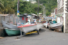 Load image into Gallery viewer, St. Vincent and the Grenadines Canvas Wall Art - Protecting Boats From A Storm in Bottom Town/ Rose Place