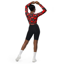 Load image into Gallery viewer, Long-Sleeve Crop Top - Hearts in Hearts - Grey