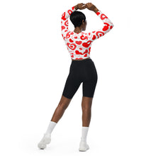 Load image into Gallery viewer, Long-sleeve Crop Top - Hearts in Hearts - White