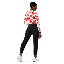 Load image into Gallery viewer, Long-sleeve Crop Top - Hearts in Hearts - White