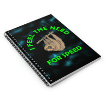 Load image into Gallery viewer, Sloth's Need For Speed, Spiral Lined Notebook (C)