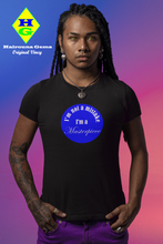 Load image into Gallery viewer, I'm not a mistake, I'm a masterpiece t-shirt with white lettering on a blue background