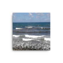 Load image into Gallery viewer, canvas wall art of one of the turbulent black sand beaches on the windward coast of St. Vincent and the Grenadines