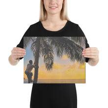 Load image into Gallery viewer, St. Vincent and the Grenadines Canvas Wall Art - Sunset Coconut Tree Climber